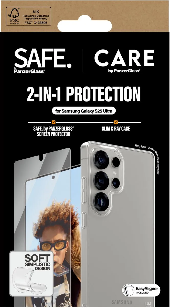 PanzerGlass Care Case Cover Glas Samsung Galaxy S25 Ultra - 2-in-1 - Zwart