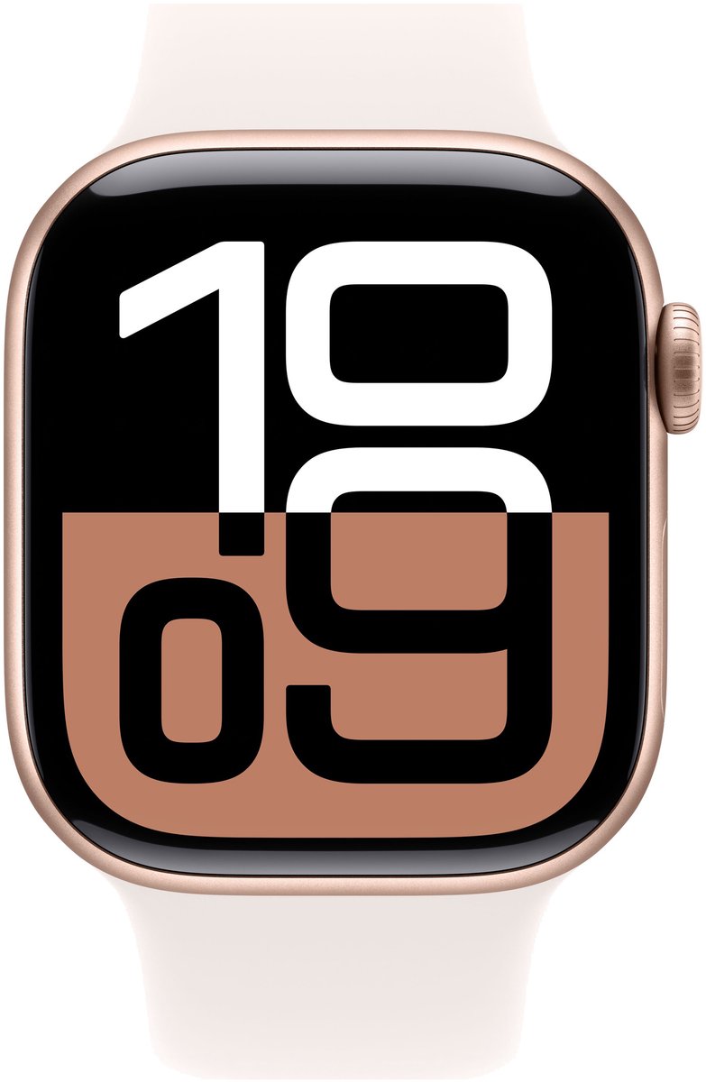 Apple Watch Series 10 - Wifi - 42mm - Rose Gouden Aluminium Case met Light Blush Sportbandje - S/M