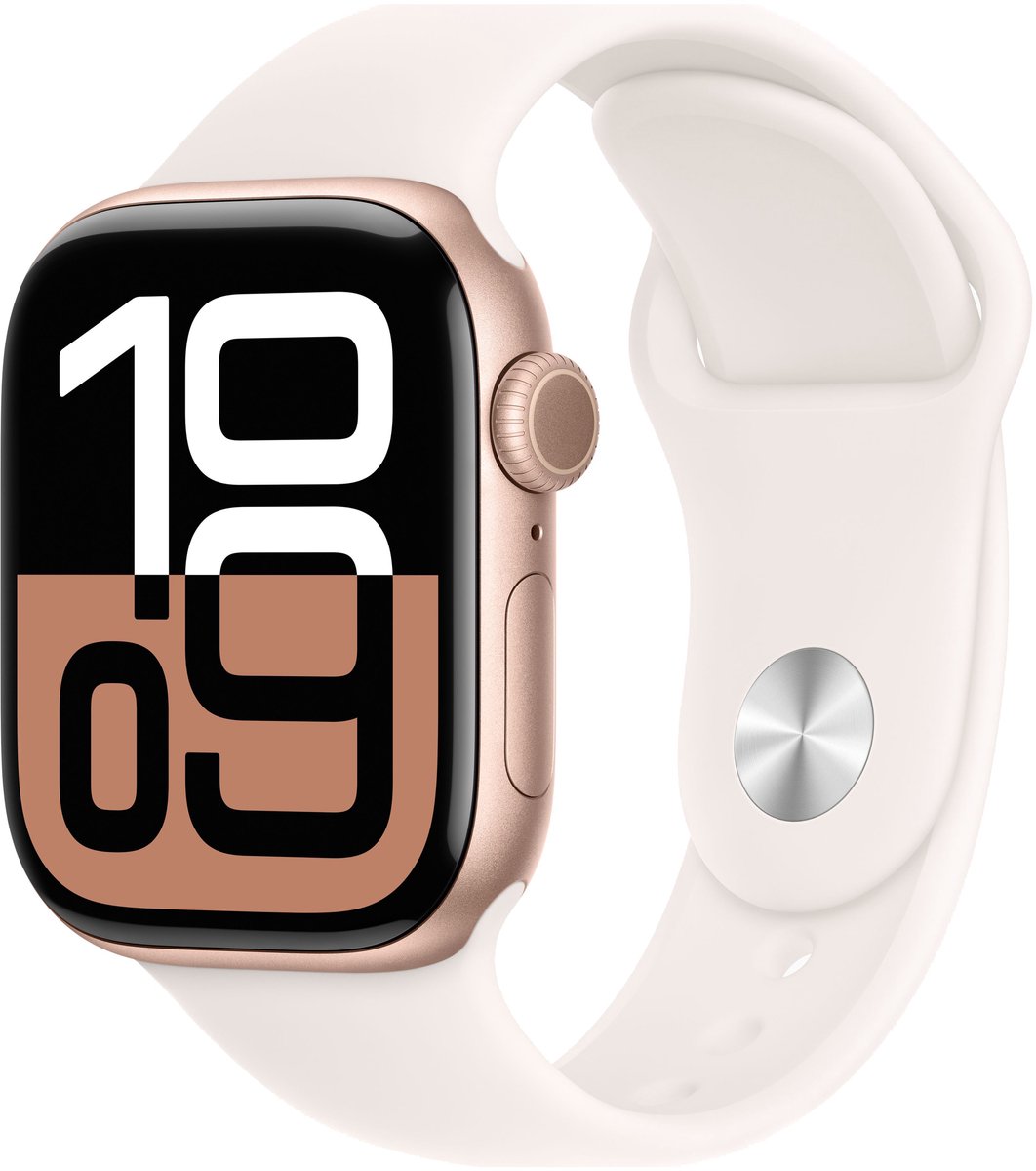 Apple Watch Series 10 - Wifi - 42mm - Rose Gouden Aluminium Case met Light Blush Sportbandje - S/M