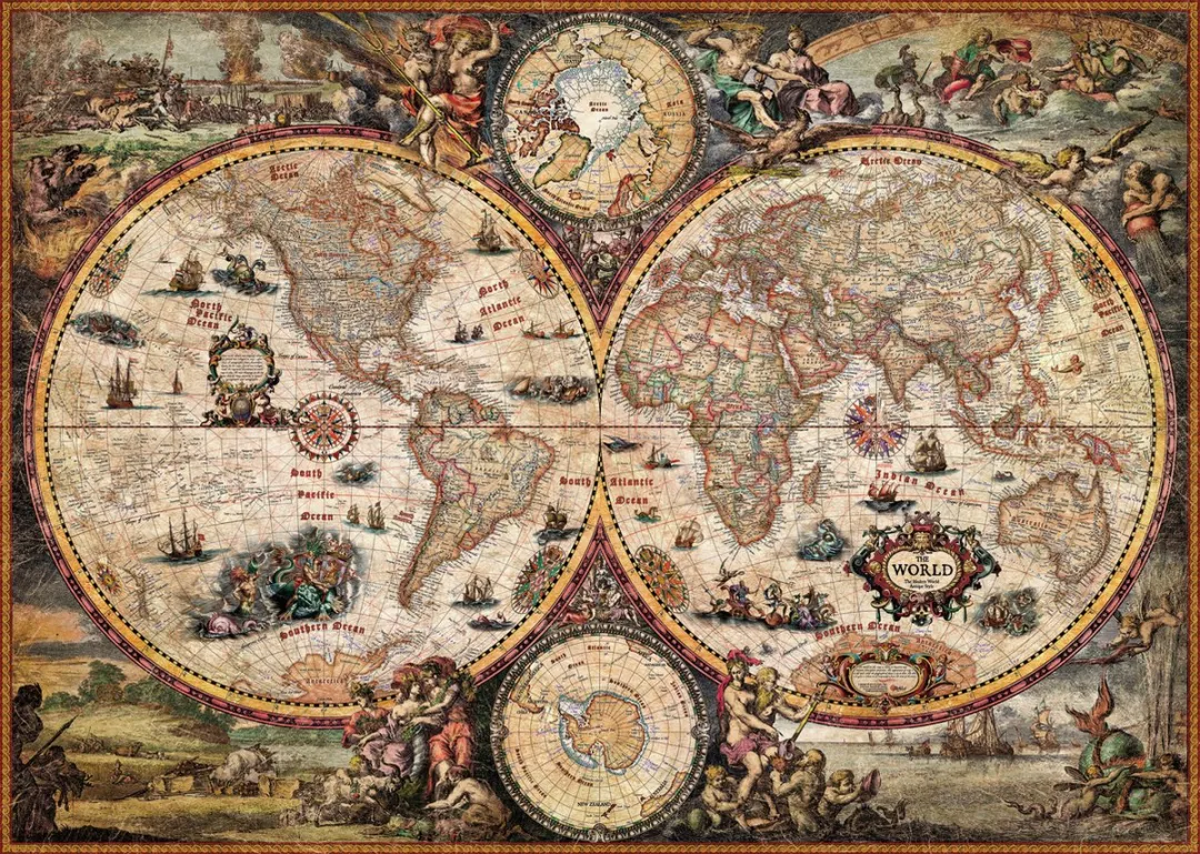 Heye Vintage World Landkaarten Puzzel 2000 Stuks - Multicolor