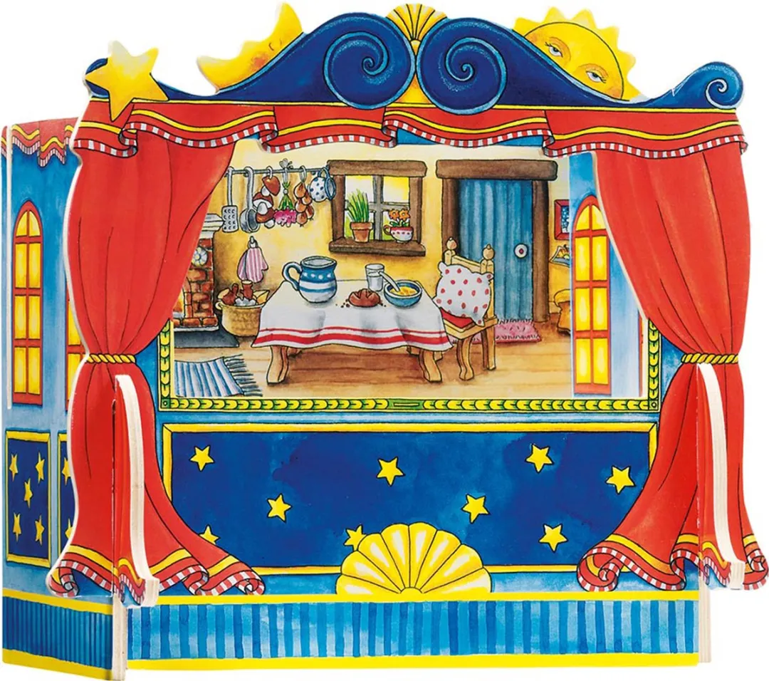 Goki Poppentheater - Vingerspeelgoed Rood/Blauw/Geel
