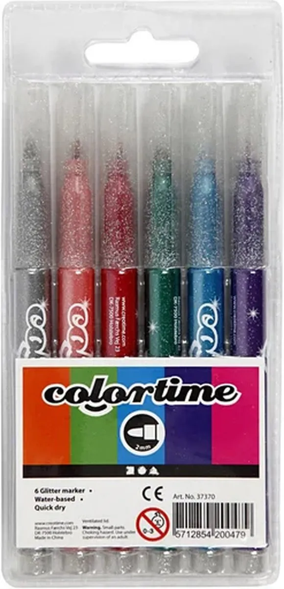 Colortime Glitterstiften Set - 6 Stuks