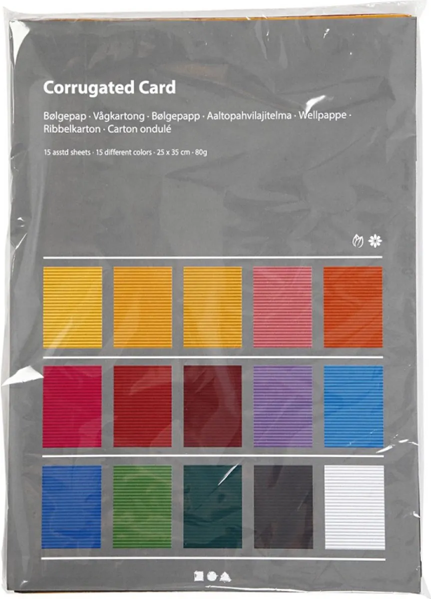 Creativ Company Ribbelkarton Multicolor 25x35cm - 15 Vel