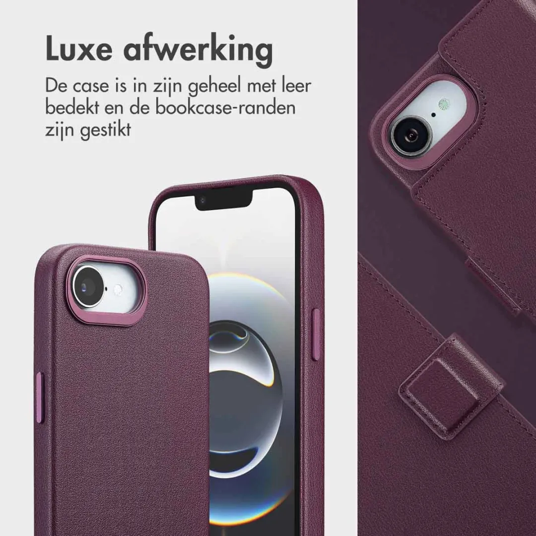 Accezz Hoesje iPhone 16e Leather Bookcase 2-in-1 - Paars