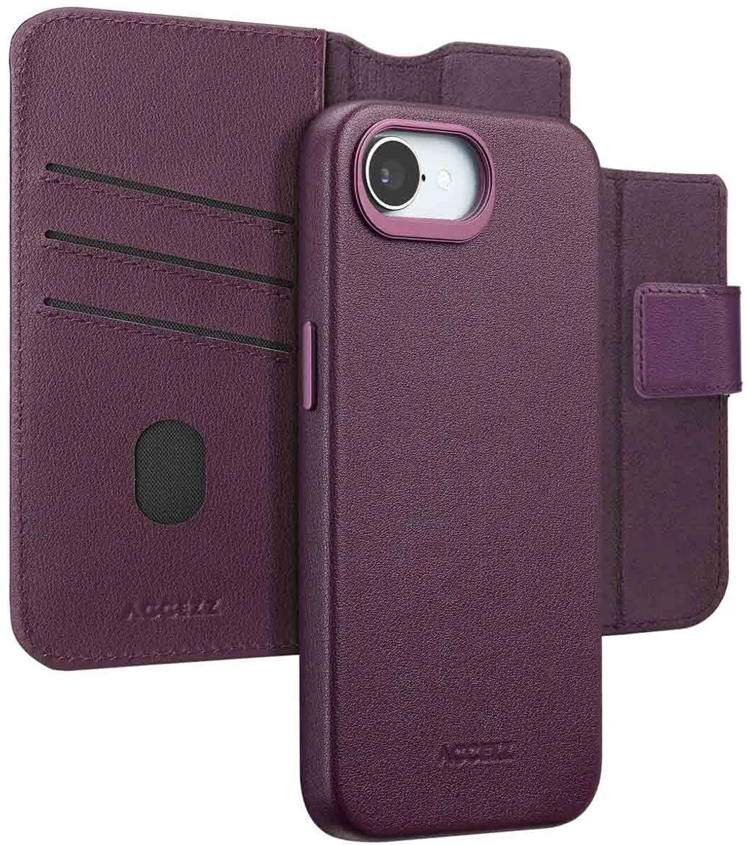 Accezz Hoesje iPhone 16e Leather Bookcase 2-in-1 - Paars