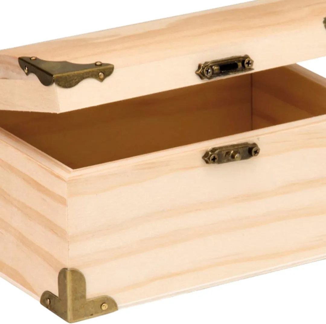 Glorex Hobby Houten Schatkistje 2x - 15x9x8cm - Lichtbruin