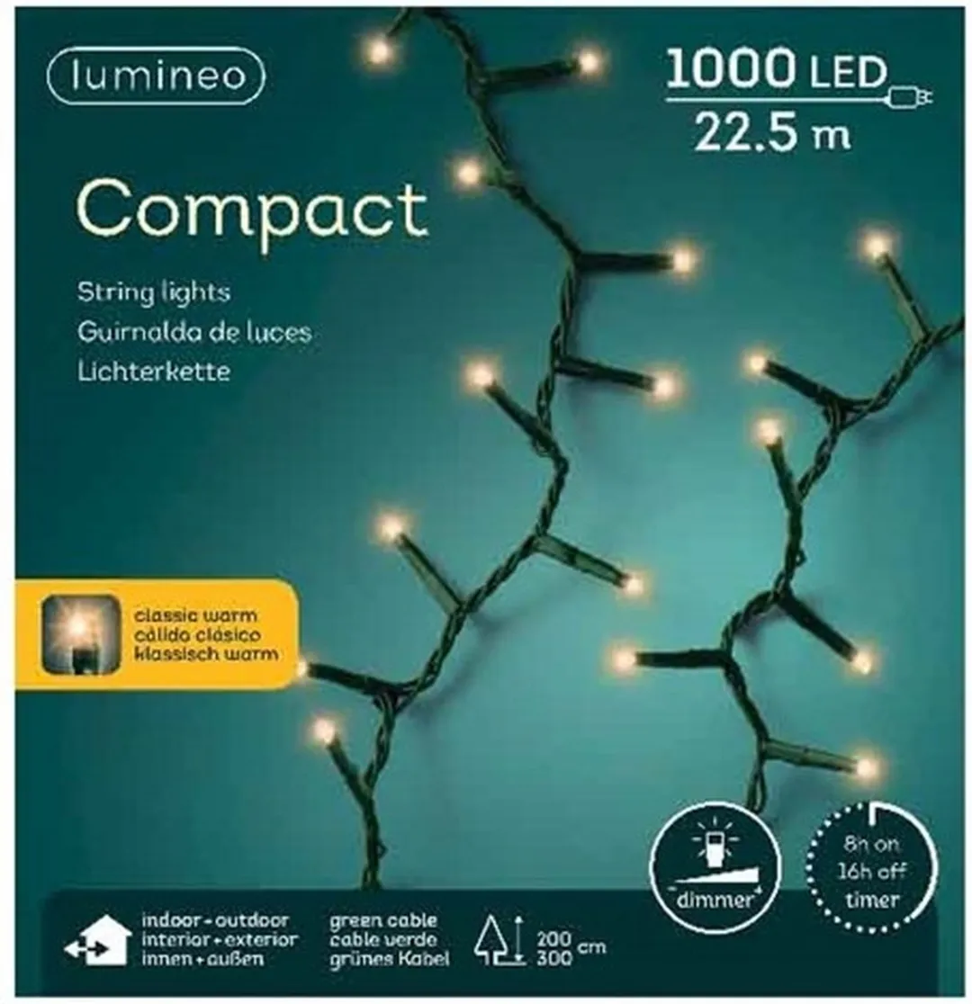 Lumineo LED Kerstverlichting 22,5m - 1000 Lampjes Goud - Dimbaar
