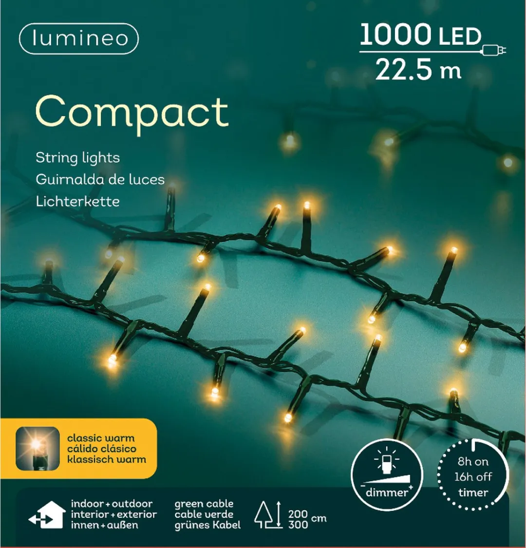 Lumineo LED Kerstverlichting 22,5m - 1000 Lampjes Goud - Dimbaar - afbeelding 6 van 6