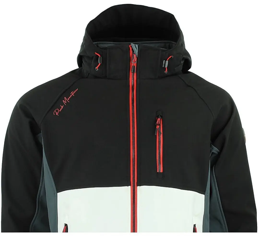 Peak Mountain Softshell Jas - Zwart/Wit - afbeelding 4 van 5