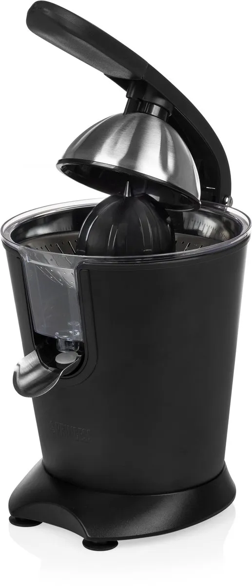 Princess Black Steel Collectie 201853 - Citruspers -Opvangbak met druppelstop - 160 Watt - Zwart