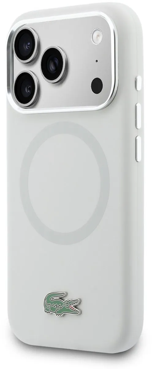 Lacoste - hoesje voor iPhone 17 Pro Max - MagSafe Metal Edges And Logo - Grijs