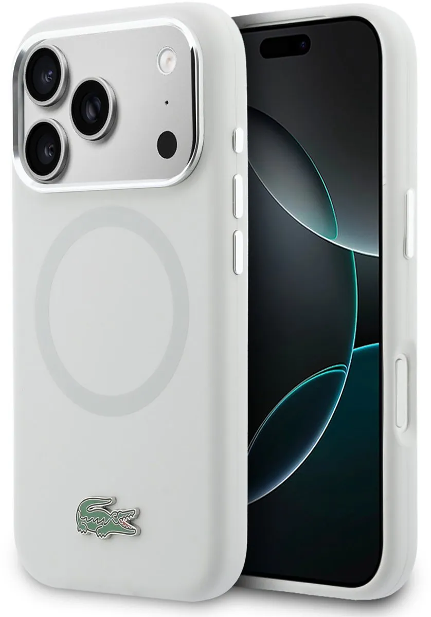 Lacoste - hoesje voor iPhone 17 Pro Max - MagSafe Metal Edges And Logo - Grijs