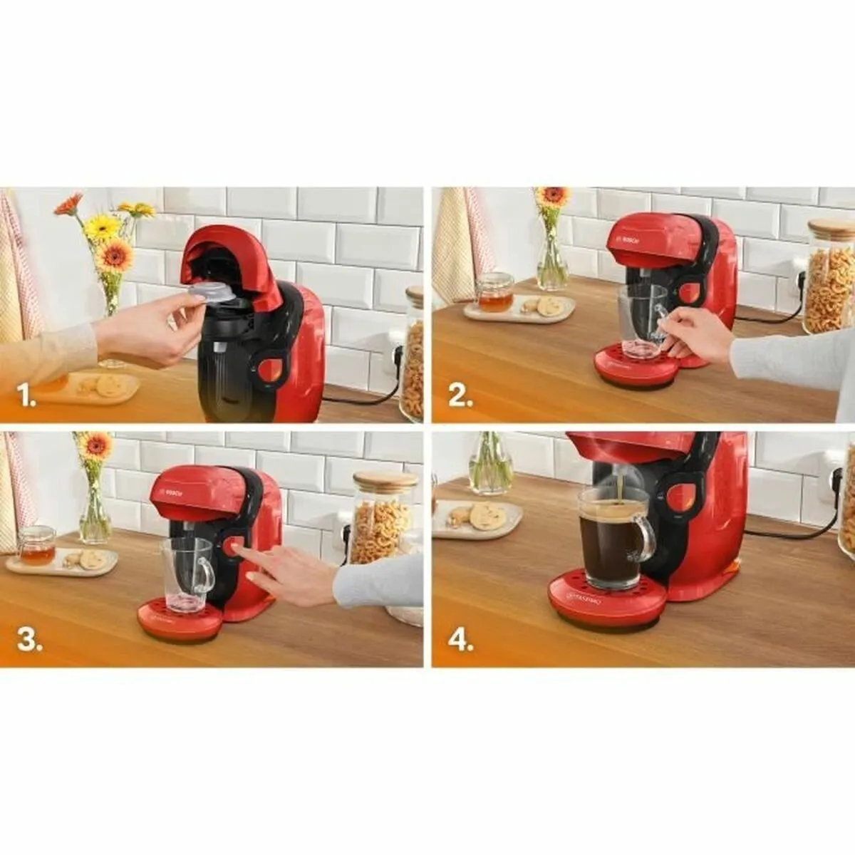 Bosch TAS113E Capsule Koffiemachine - 1400W - 700ml - Rood