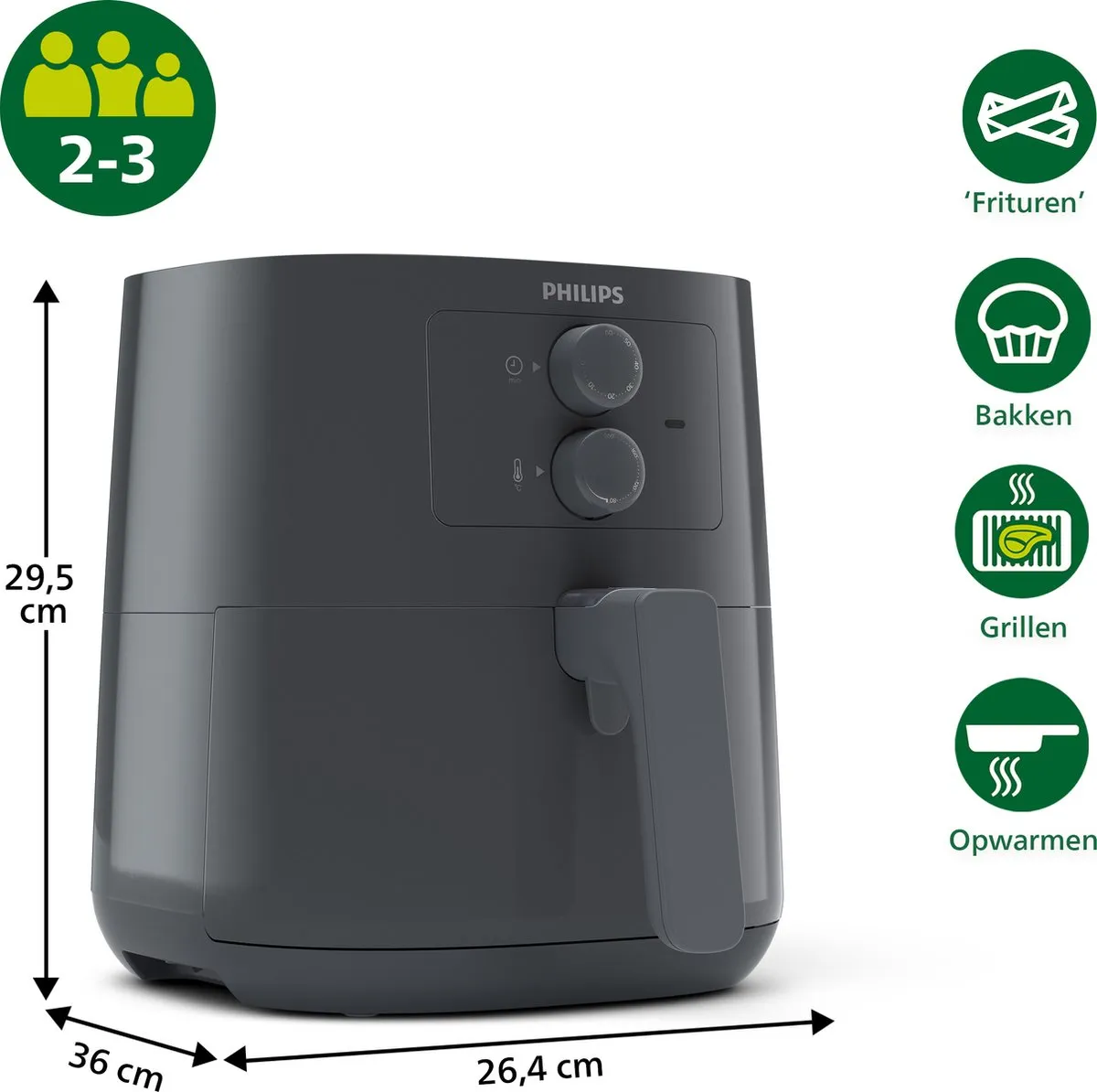 Philips Airfryer Essential 3000 HD9200/60 - 4,1L - 1400W - Leigrijs