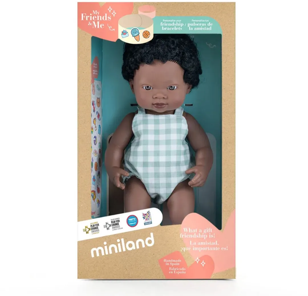 Miniland Pop Afrikaanse Jongen 38cm - Educatief Speelgoed - 6 Spelers