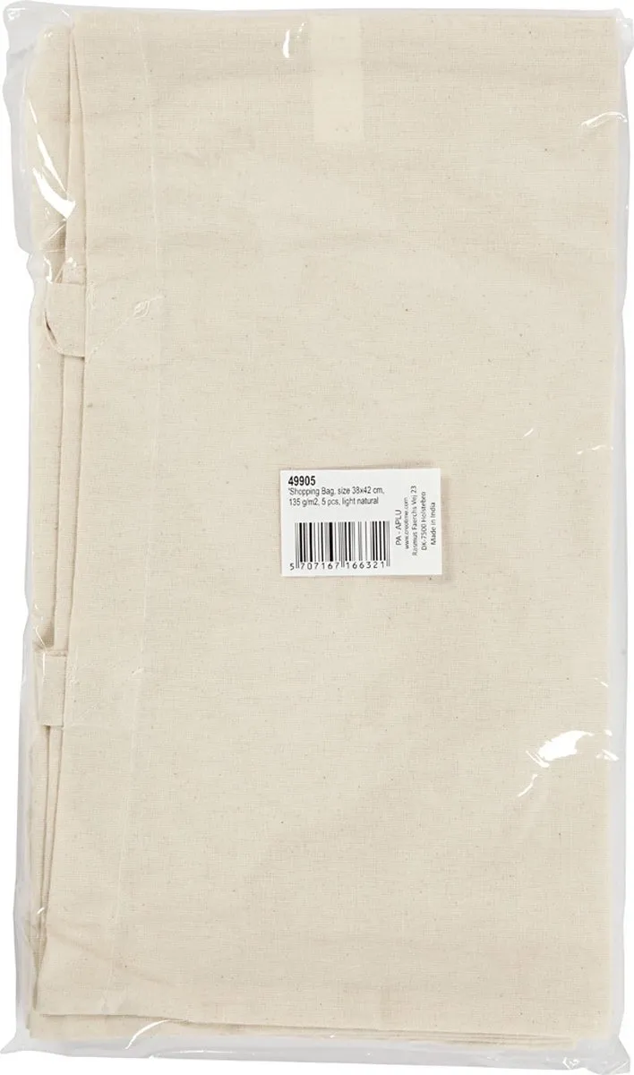 Creativ Company Katoenen Tas 5 Stuks - Crème