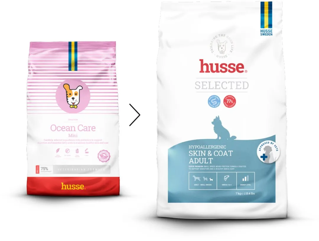 Husse Zalm en Rijst Mini - Hypoallergeen Hondenvoer, Hondenvoeding Droog, Hondenbrokken Hypoallergenic - Allergie Hond - 7 kg