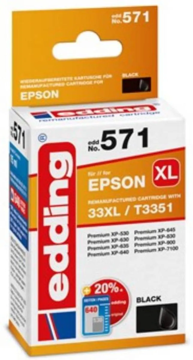 edding Inktcartridge 18-571 - Zwart - Standaard formaat