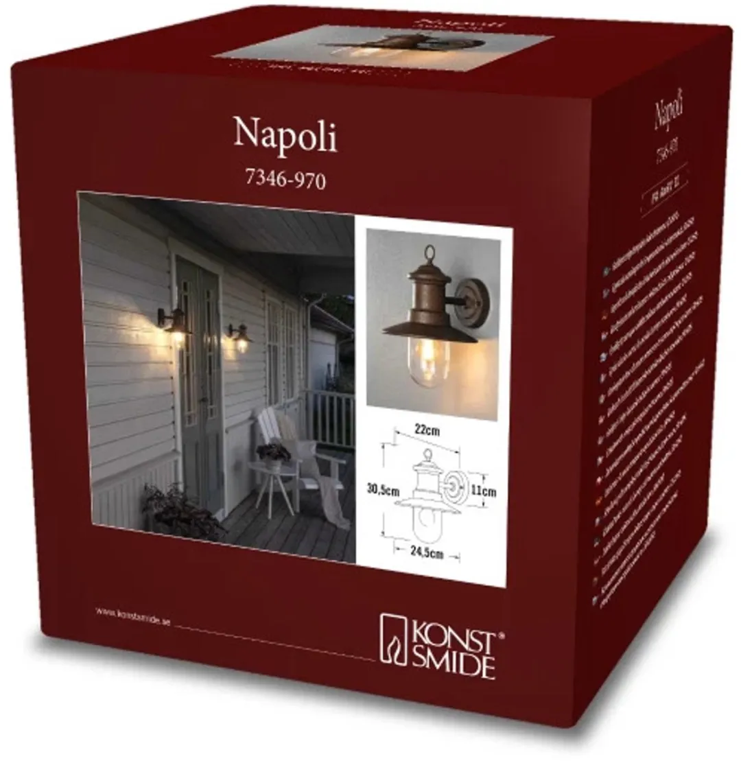Konstsmide Wandlamp Napoli 75W - Bruin