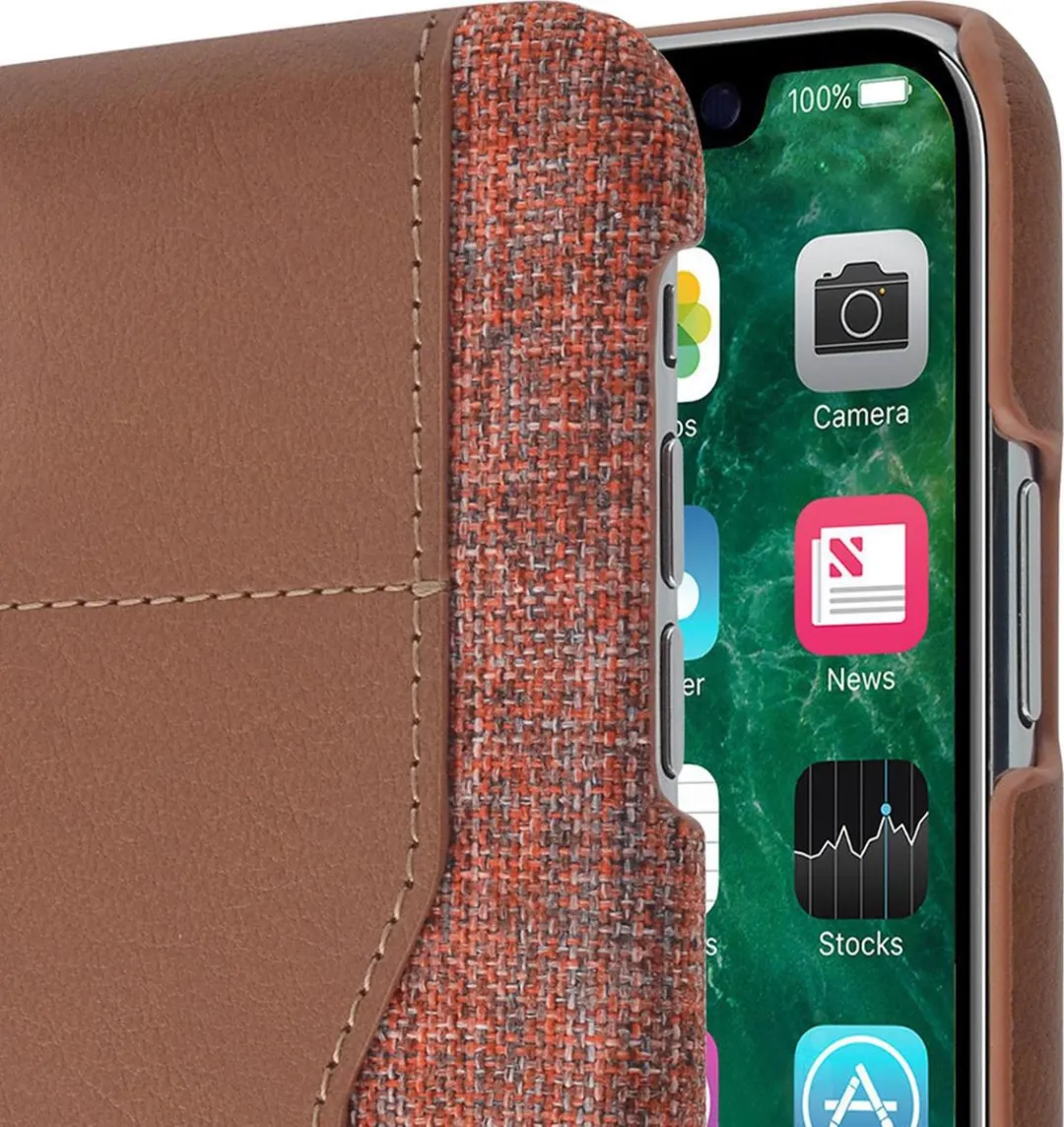 Azuri Elegante Mix Material Hoesje bruin - iPhone X/Xs