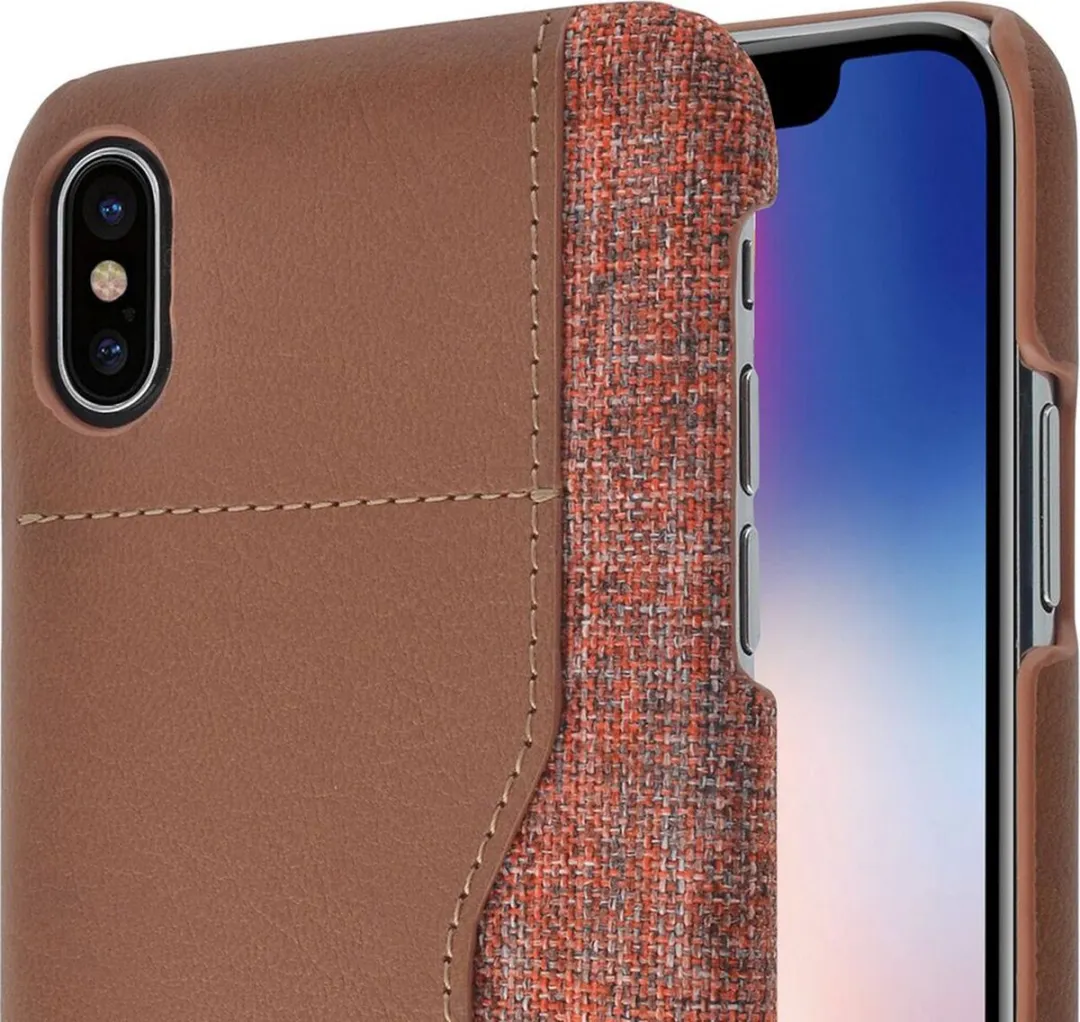 Azuri Elegante Mix Material Hoesje bruin - iPhone X/Xs