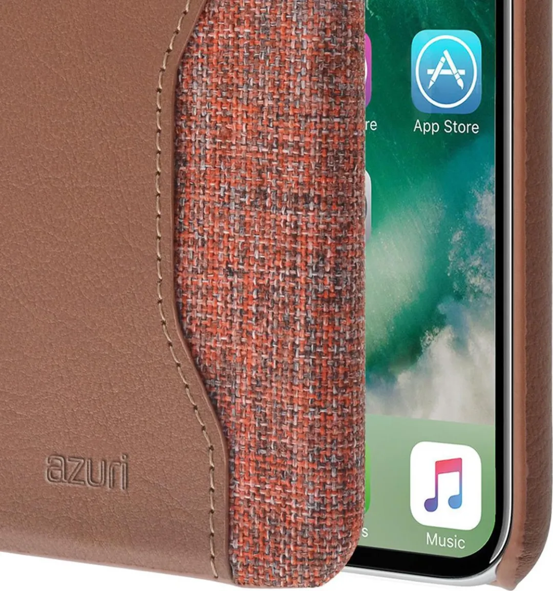 Azuri Elegante Mix Material Hoesje bruin - iPhone X/Xs