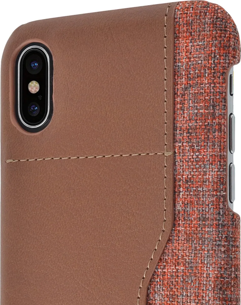 Azuri Elegante Mix Material Hoesje bruin - iPhone X/Xs