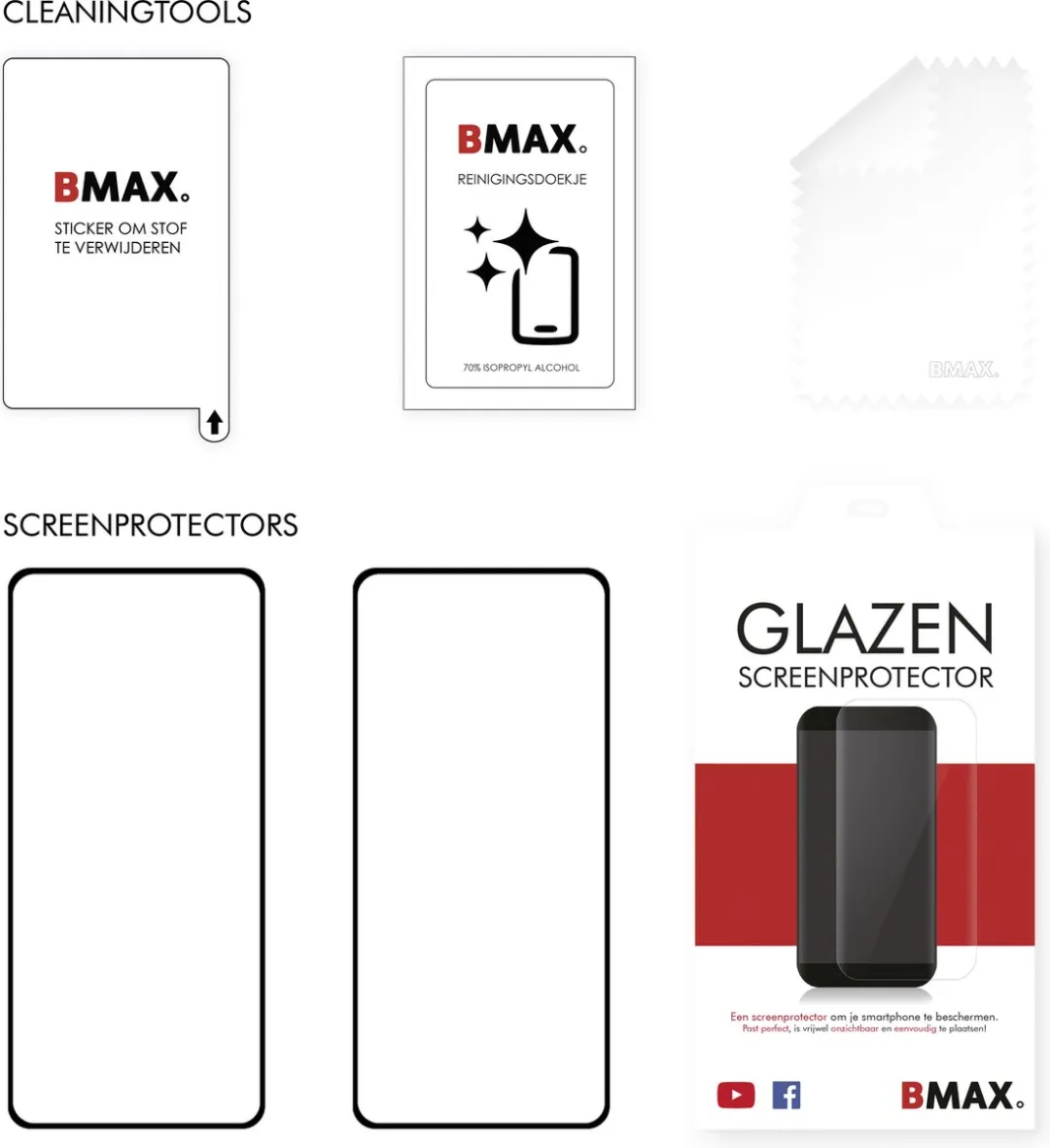 BMAX Screenprotectors Oppo A78 - 2 Stuks - Gehard Glas