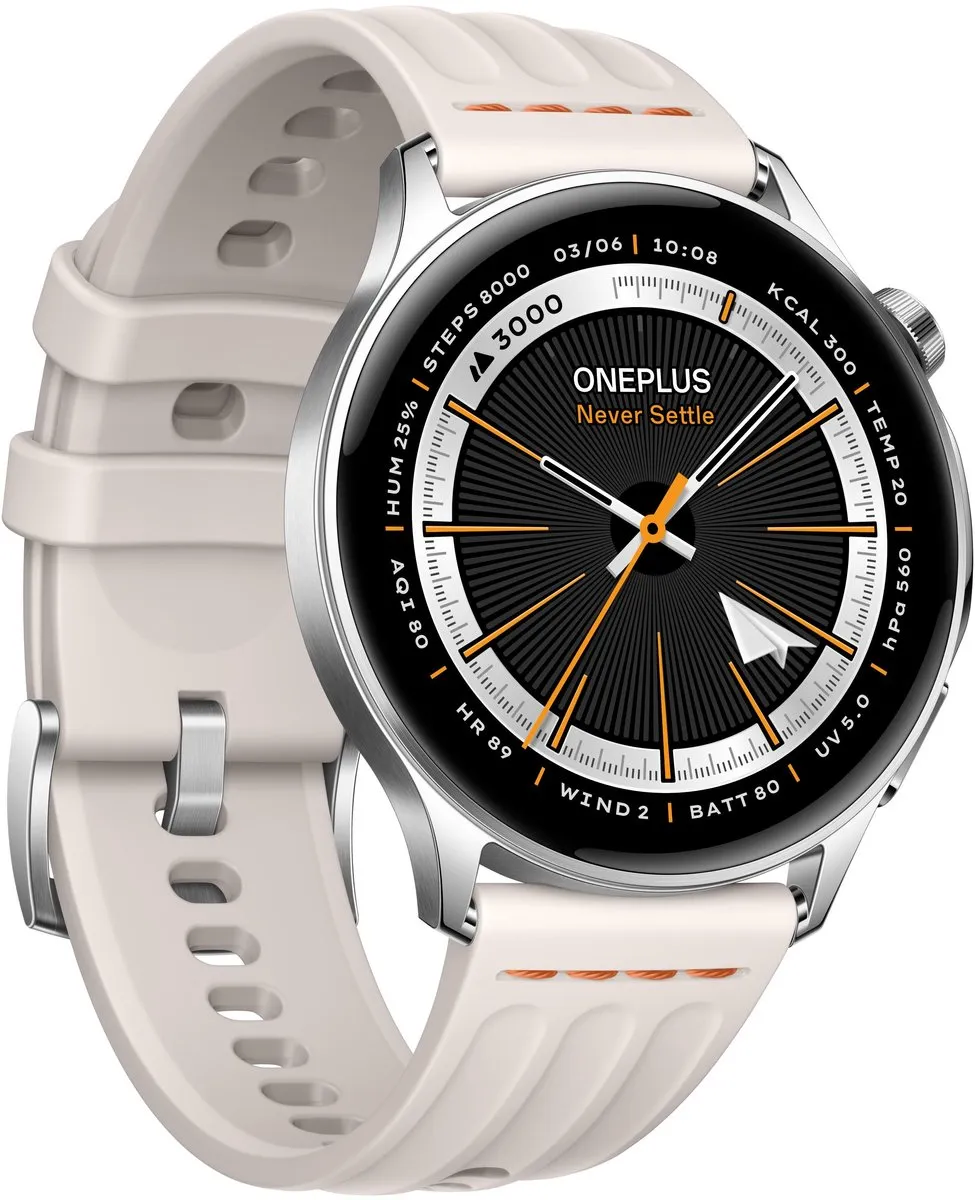 OnePlus Watch Lite Smartwatch - Zilverkleurig 30mm - Beige band