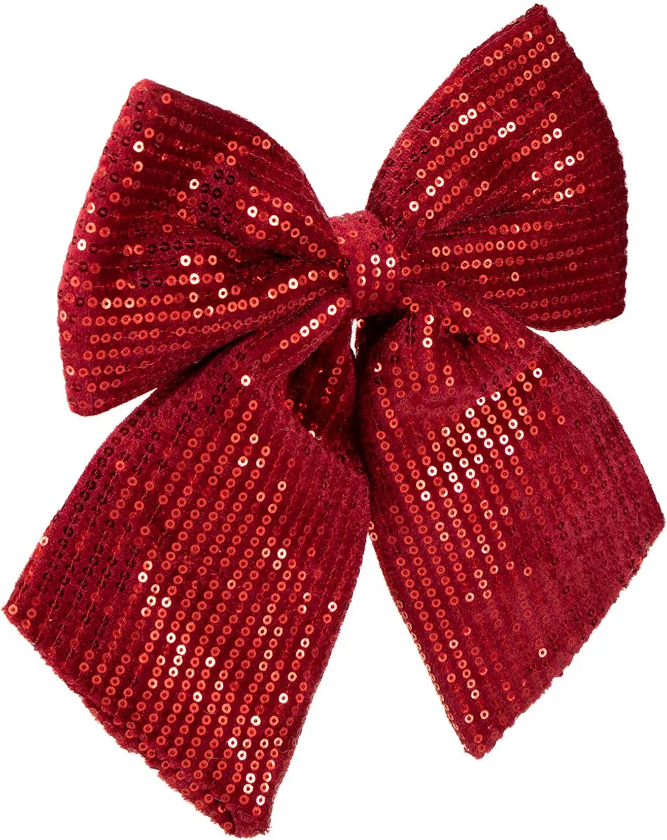 Kaemingk Fluwelen Strik Pailletten Rood 20x22cm