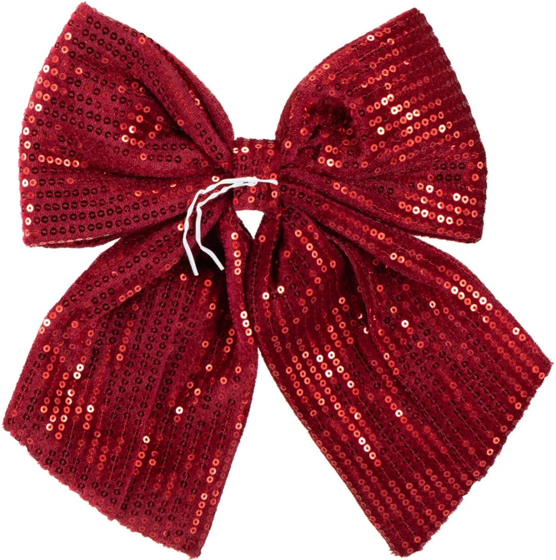 Kaemingk Fluwelen Strik Pailletten Rood 20x22cm - 2 Stuks - afbeelding 6 van 6