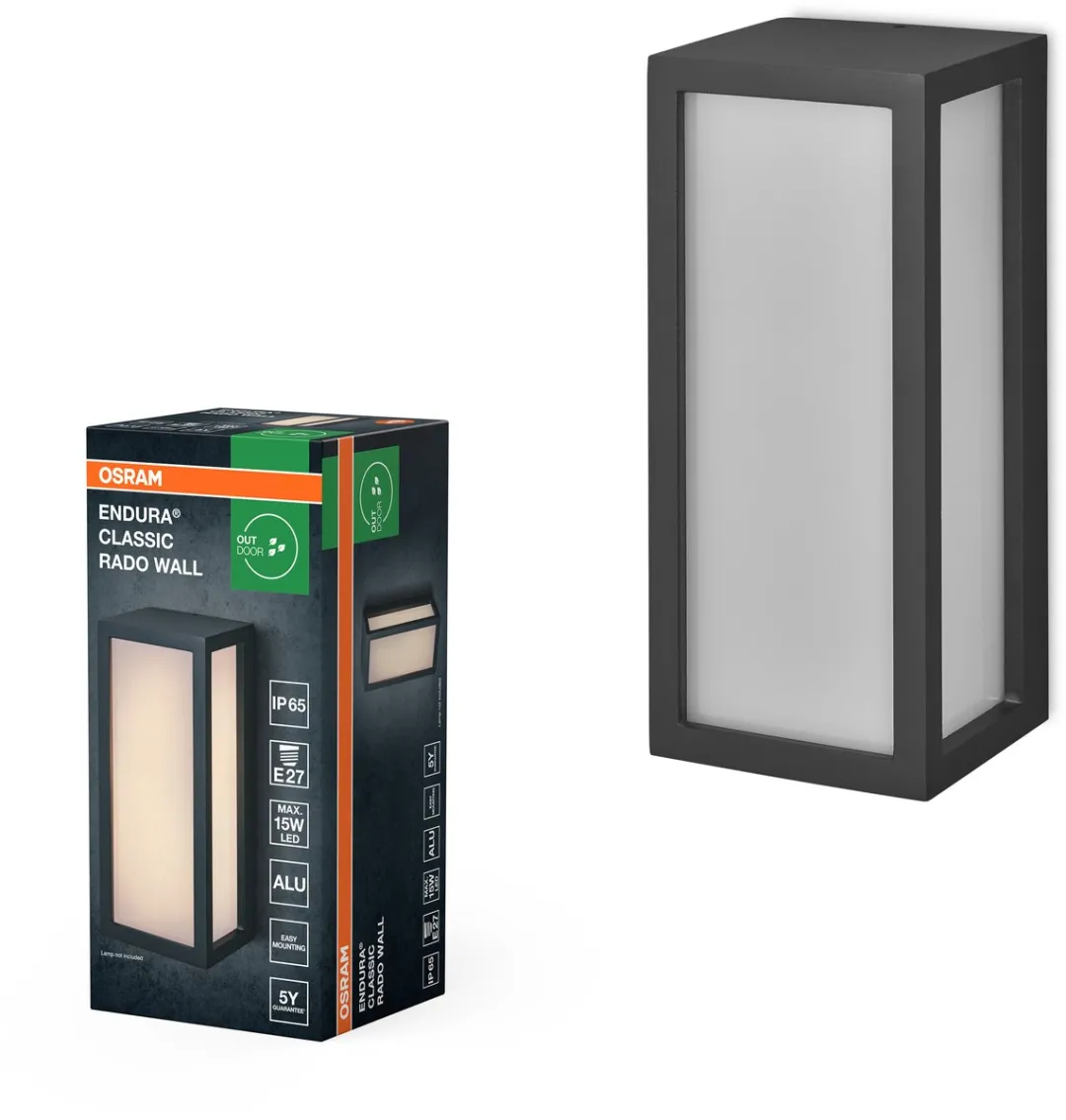 Osram Endura Classic Rado Wandlamp E27 - Donkergrijs - IP65