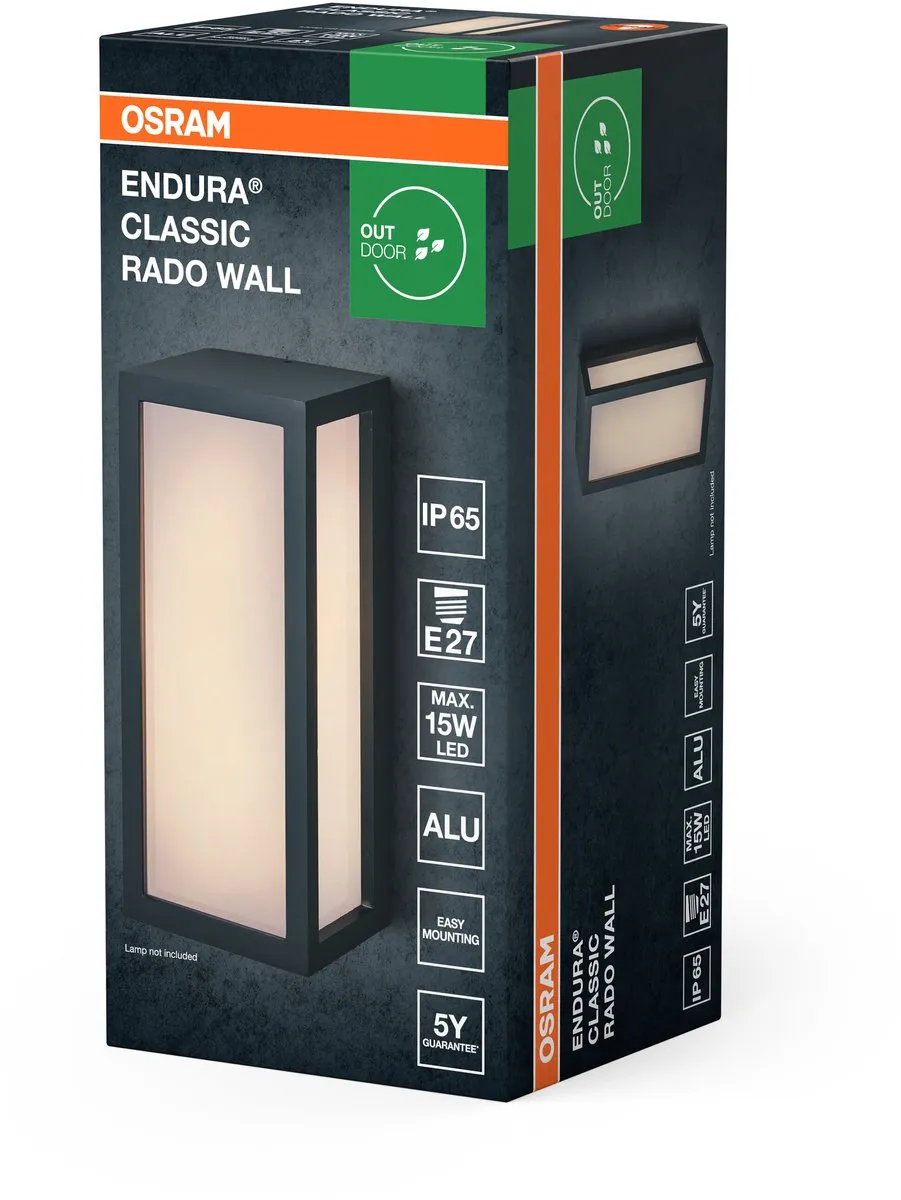 Osram Endura Classic Rado Wandlamp E27 - Donkergrijs - IP65 - afbeelding 6 van 6