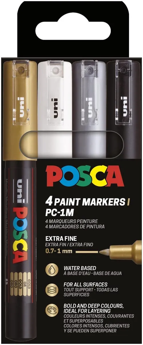 Posca PC1MC EF Paintmarker - 4 Stuks - Assorti