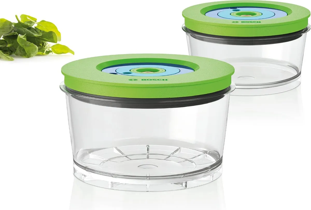 Bosch MMZV0SB2 Vacuüm Bewaardozen - 2 Stuks (0,75L & 1,5L) - Blauw/ Groen