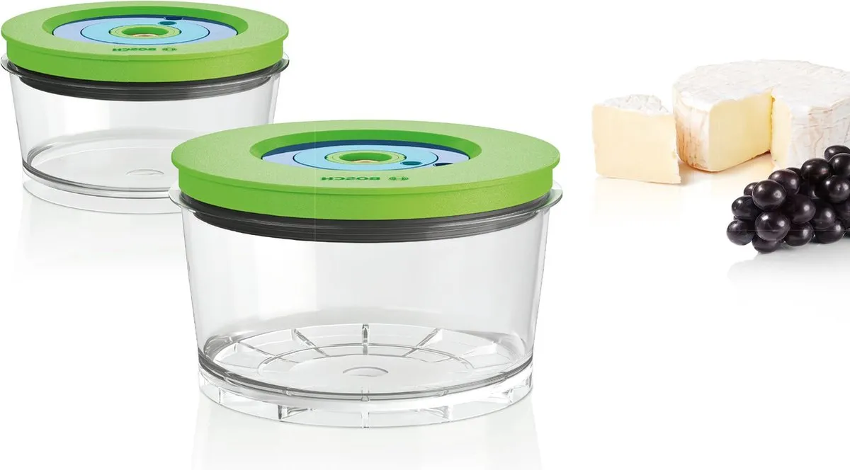 Bosch MMZV0SB2 Vacuüm Bewaardozen - 2 Stuks (0,75L & 1,5L) - Blauw/ Groen