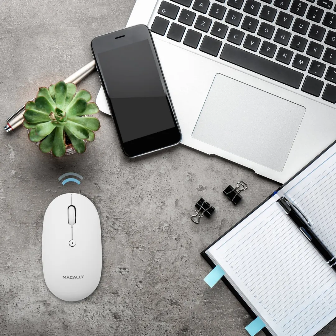 Macally BTTOPBAT-W Optische Bluetooth Muis - Wit - afbeelding 6 van 6