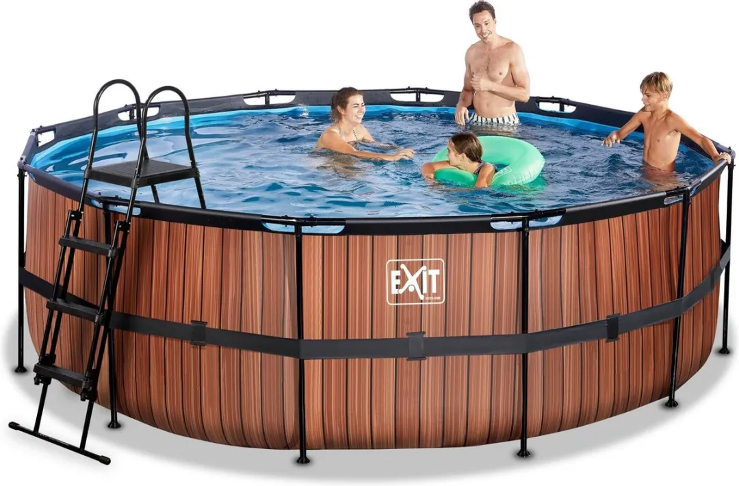 EXIT Wood Zwembad 427x122cm - Bruin - afbeelding 6 van 6