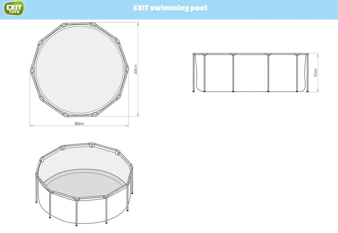 EXIT Stone Zwembad 360x122cm - Grijs
