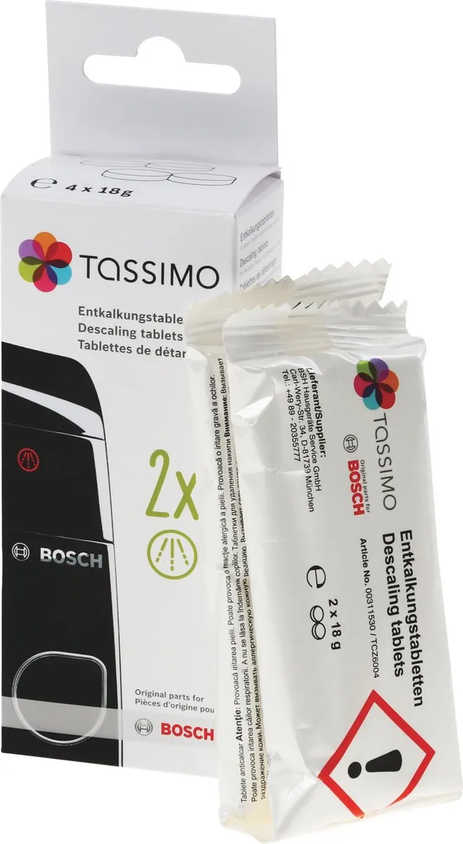 Bosch Tassimo TCZ6004 Ontkalkingstabletten - 4 Stuks