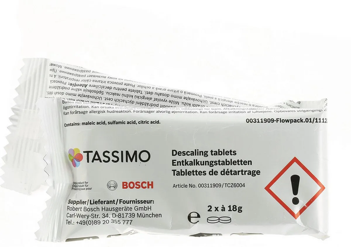 Bosch Tassimo TCZ6004 Ontkalkingstabletten - 4 Stuks