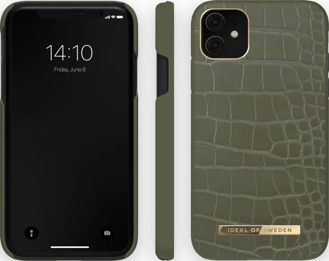 iDeal of Sweden iPhone 11 Hoesje - Groen Khaki Croco