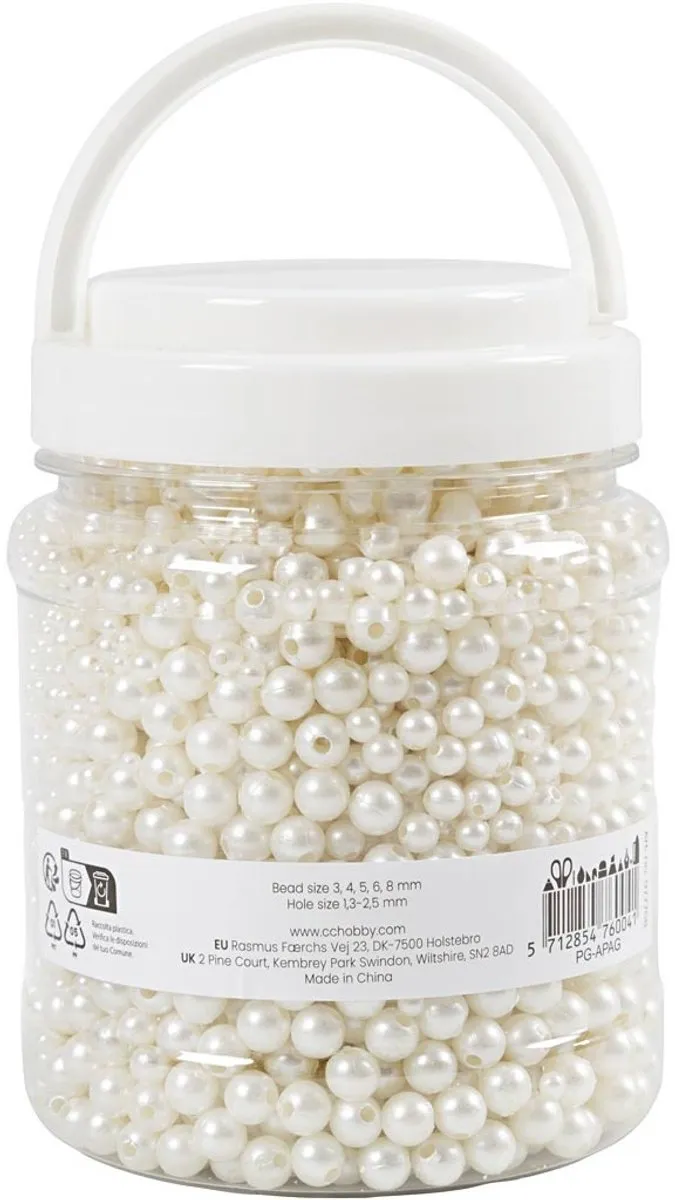 Creativ Company Waskralen - 5000 Stuks - 3-8mm - Wit parelmoer