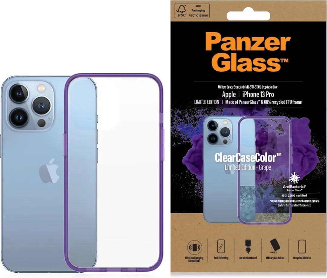 PanzerGlass ClearCaseColor PZ-0337 iPhone 13 Pro Hoes - Paars - afbeelding 6 van 6