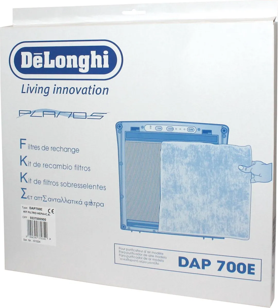 Delonghi HEPAfilter/Koolstoffilter/Stoffilter voor DAP700E Luchtreiniger