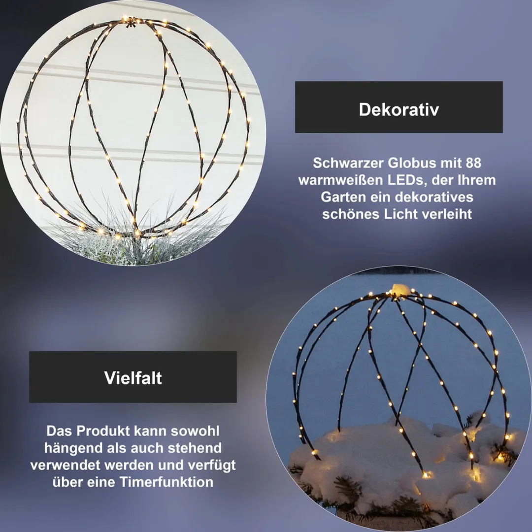 Star Trading Batterij Decoratiebol 40cm - Zwart