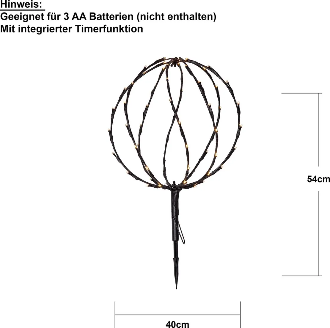 Star Trading Batterij Decoratiebol 40cm - Zwart