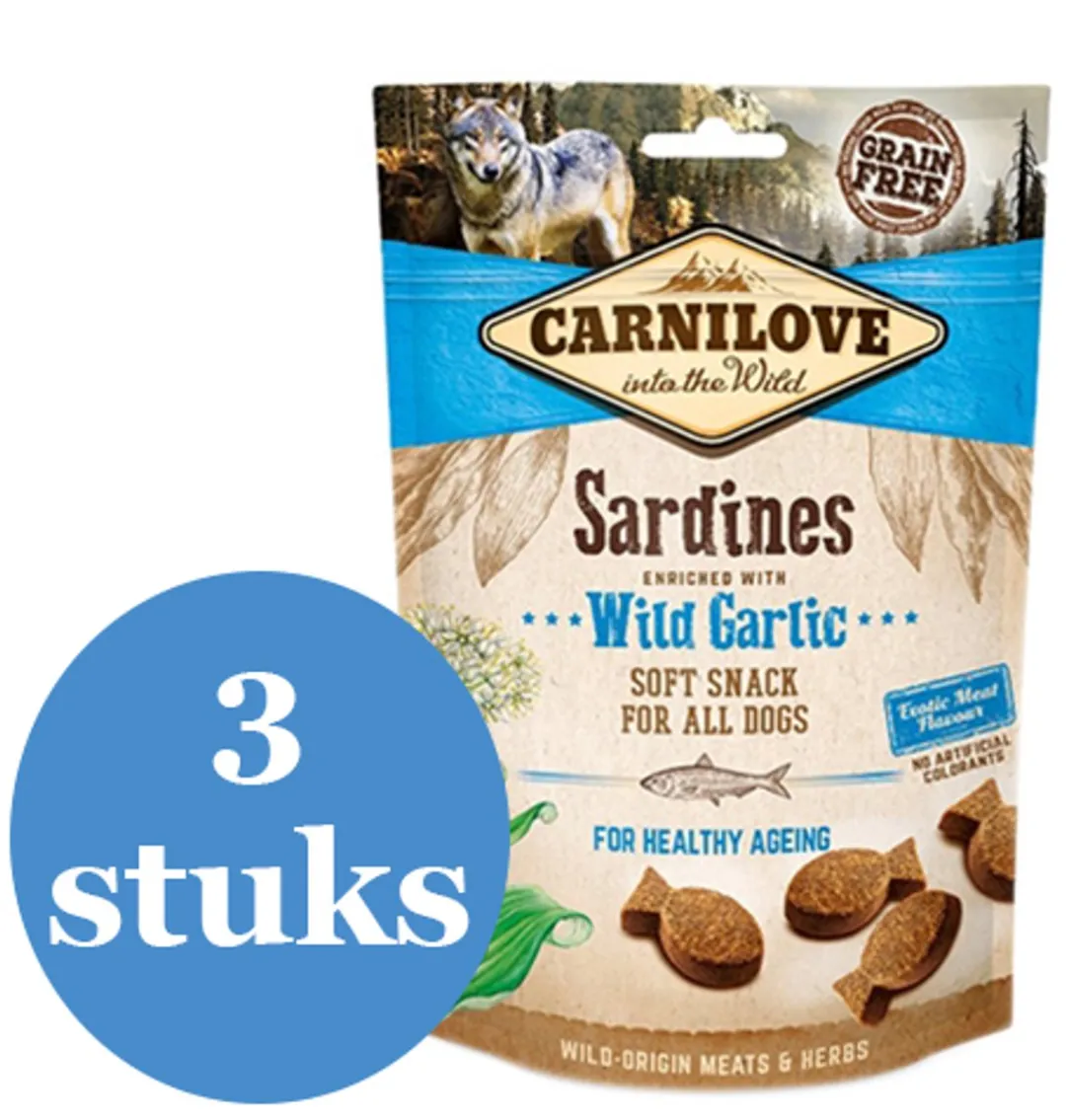 Carnilove Crunchy Snack Sardines / Wilde Knoflook - 3 x 200 g