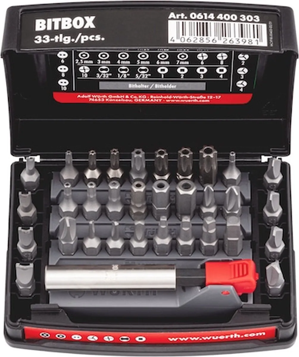 Würth Bitbox 33-delig T10 - 33 Stuks