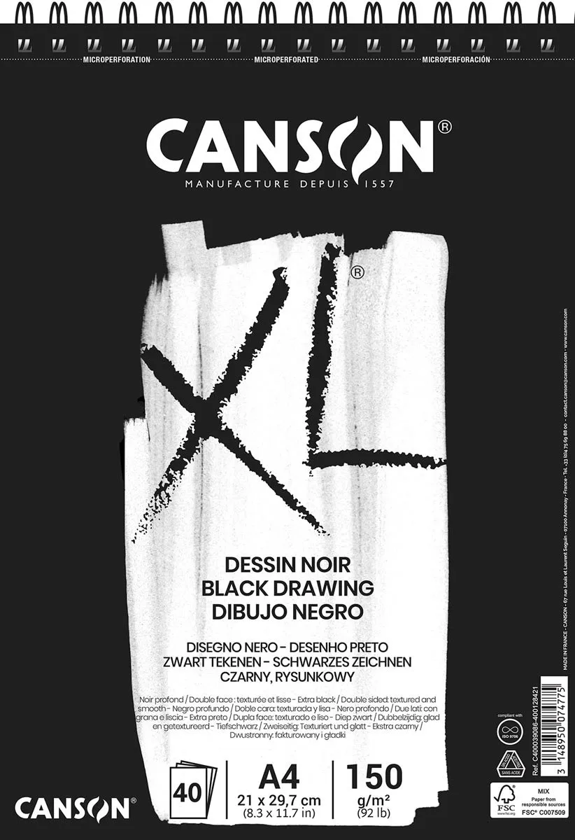 Canson Tekenblok A4 Zwart 40 Vel 150g/m²